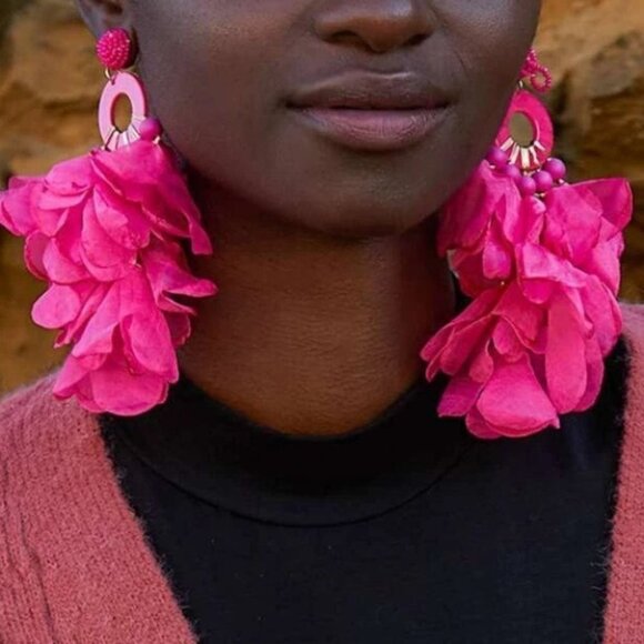 Pink Petal Earrings - Picture 2 of 12